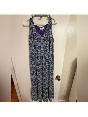 Coldwater Creek Blue and Green Printed Maxi Dress